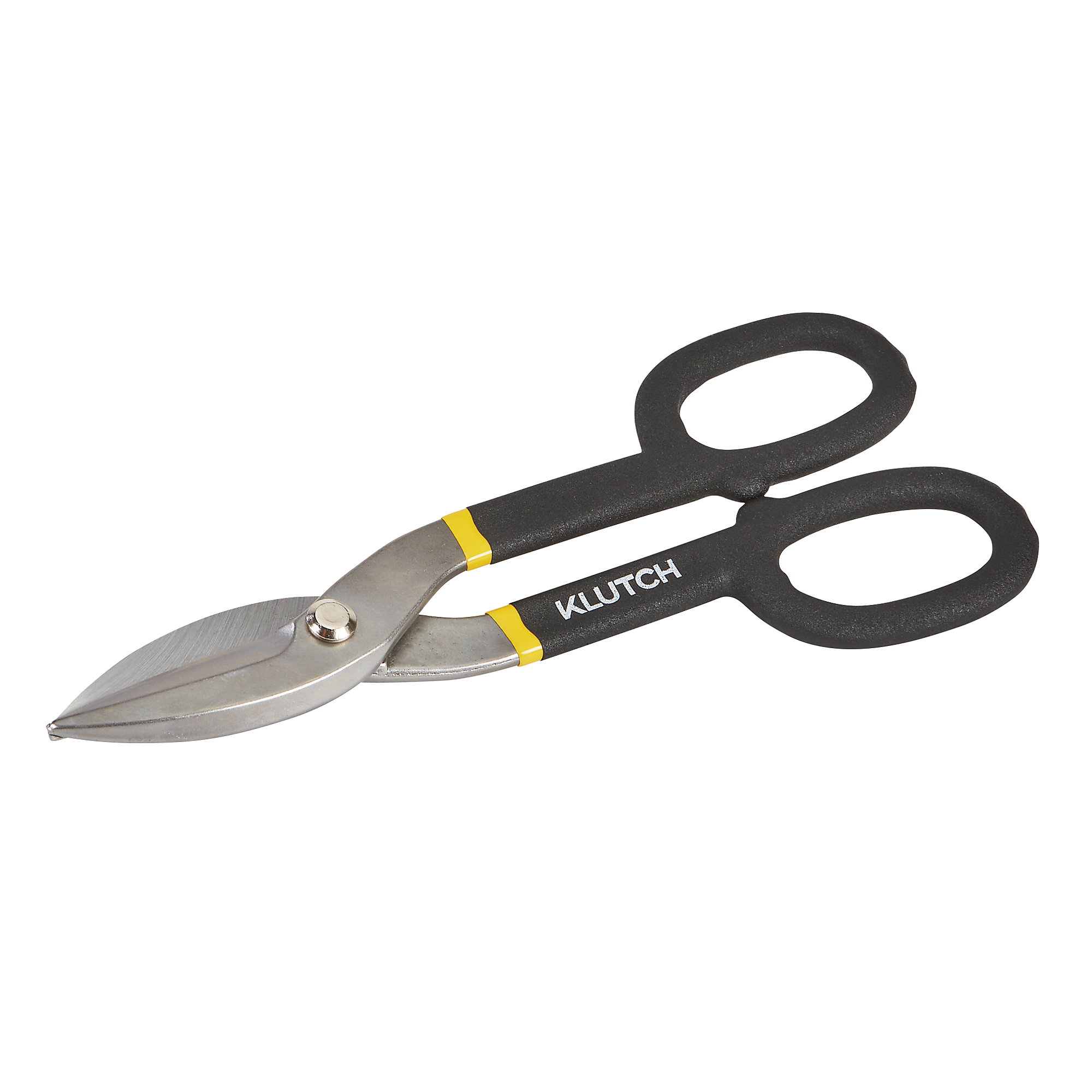 Klutch Straight Pattern Snips, 2.27in. Blades, 10in. Length, Spring Assist, Steel